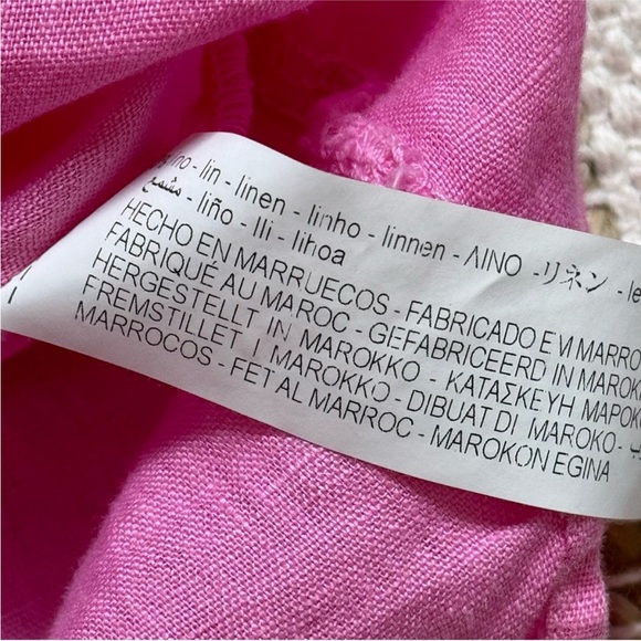 Zara 100% linen button down long sleeve pinned up blouse - Picture 6 of 7